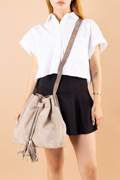 Getcho Bender Women's Genuine Suede Leather Crossbody Bag
