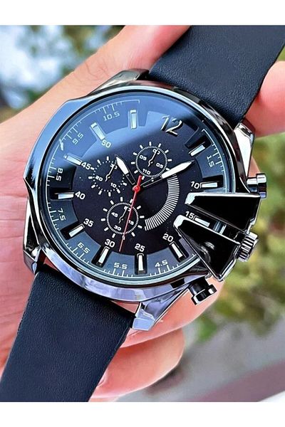 Leerybee 56 Mm Large Case Leather Cord Men's Wristwatch Gift Birthday Wristwatch in Special Black Box