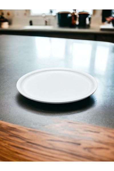 kitchen trend صينية تقديم صينية معدنية بيضاء مفردة مقاس 22 سم للشاي والقهوة والكعك