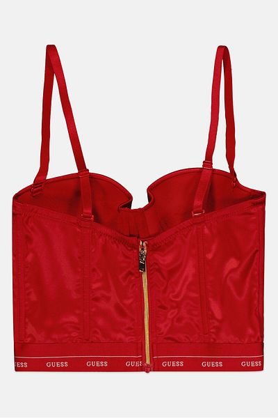Guess Women Plain Padded Lace Bra, Red