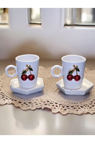 MeGgDecor مجموعة أكواب الكرز المكونة من قطعتين مكونة من 4 قطع