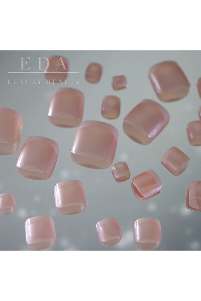 EDA LUXURY BEAUTY 24lü Natürel Saten İnci Pembe Beyaz French Ayak Takma Tırna...