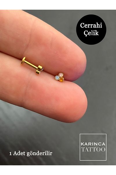 Karınca Piercing Three-Stone Piercing Flat Conch Forward Helix Cartilage Nostril Nose Tragus Piercing Earrings