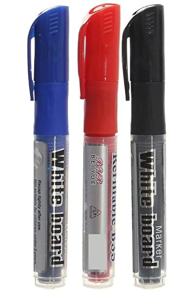 Modellino 3 Adet Kartuşlu Byb Beyaz Tahta Kalemi - 1 Mavi 1 Siyah 1 Kırmızı