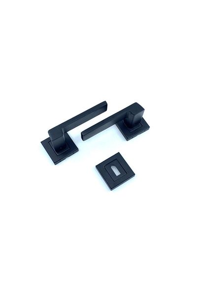 Sofuoğlu Luxury Anka Square Rosette (ROOM) Door Handle Matte Black (2 PIECES - SET, FRONT AND BACK SIDE)