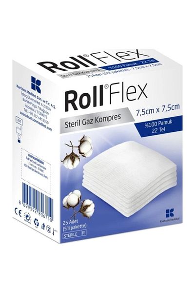 Roll Flex Sterile Gas Compress 25pcs 5 Pack 7.5 Cmx7.5cm