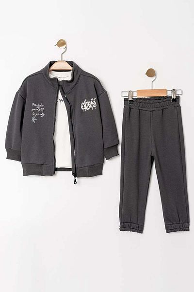 Gold Class Kidswear Boy's Tracksuit Set - Long Sleeve, Zippered, Diagonal 3 Pieces