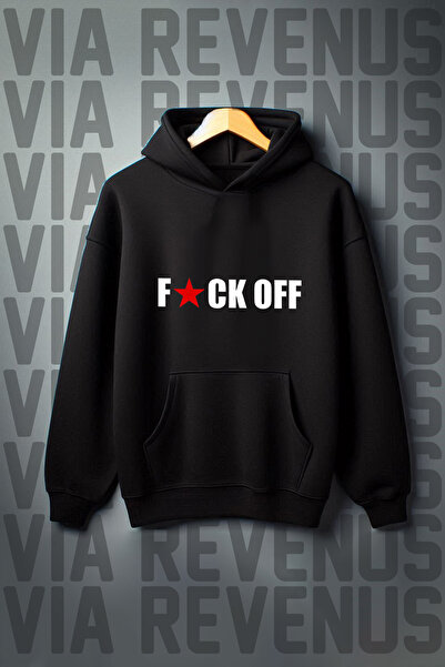 Vordevia F*ck OFF з принтом - 3 кишені-кенгуру, оверсайз-худі з капюшоном