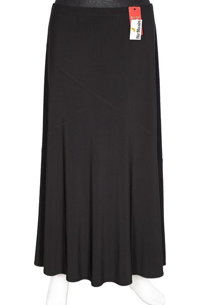HESNA Women's Bensu Large Size Sandy Cross Unlined Black Skirt