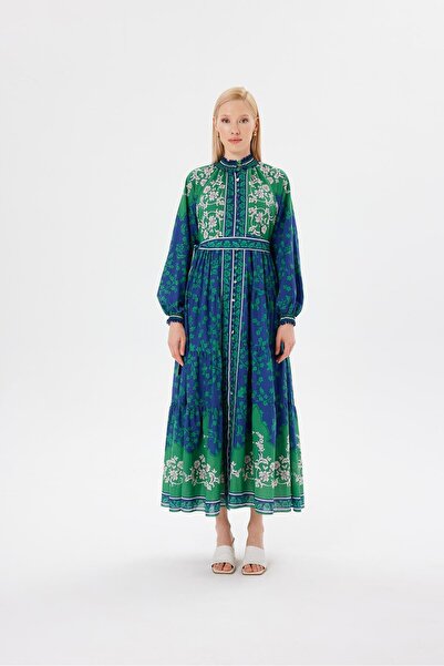 TERZİ DÜKKANI فستان فوال بريت منقوش باللون الأخضر