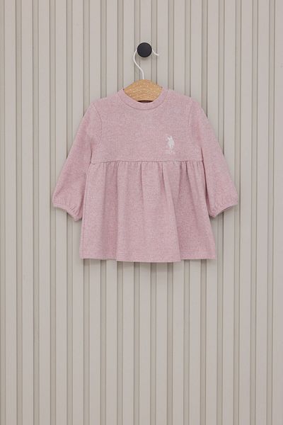 U.S. Polo Assn. فستان طفلة وردي
