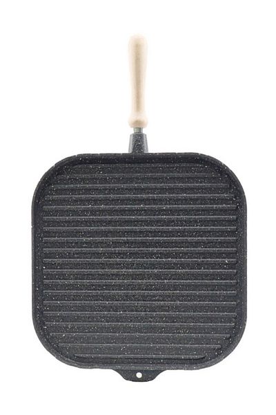 COOKCASE 36 Cm Square Gray Granite Grill - Double Sided and Faceted Pancake Pan