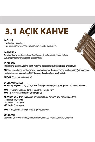 Neva 2'Lİ SET Kaş Boyası 3.1 AÇIK KAHVE + Kaş Açıcı Krem (vegan)