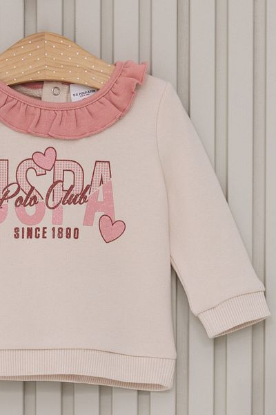 U.S. Polo Assn. Baby Girl Cream 2-Piece Baby Set