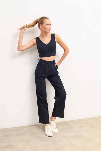 Perryes High Waist Pleated Women's Plaszo Pants