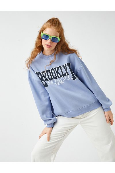 Koton Women's Blue Sweatshirt 3WAL10437IK