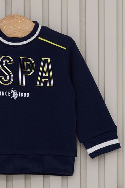 U.S. Polo Assn. طقم أطفال مكون من قطعتين باللون الأزرق الداكن