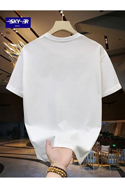 PALPİTO Λευκό ριγέ ανδρικό μπλουζάκι με στάμπα