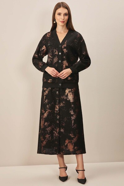 Guitar Uzun Kollu Siyah Tüvit Hırka