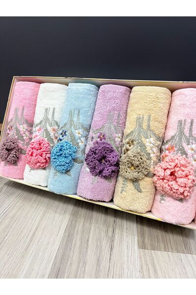 AYHANHOME Комплект кухненски кърпи от 6 части - 30x50 ръчно изработени цветя, бродирани