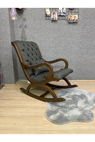 Asedia Rustik Ceviz Nefti Yeşil Sallanan Sandalye Dinlenme Emzirme Baba Tv Ok...