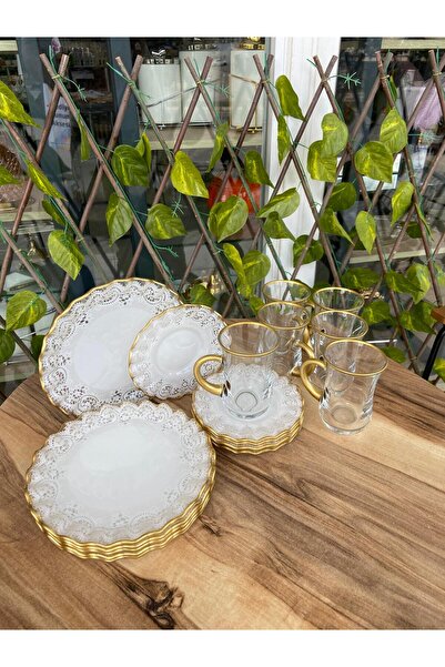 GÜRCÜGLASS DANTEL 18 PRÇ KULPLU ÇAY KEYFİ