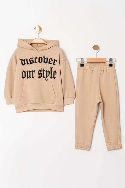 Gold Class Kidswear Diagonal 2-piece Tracksuit Set with Hood and Pocket for Boys
