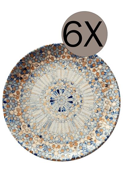 Bonna Porselen Luca Mosaic 19cm Flat Plate 6Pcs Set