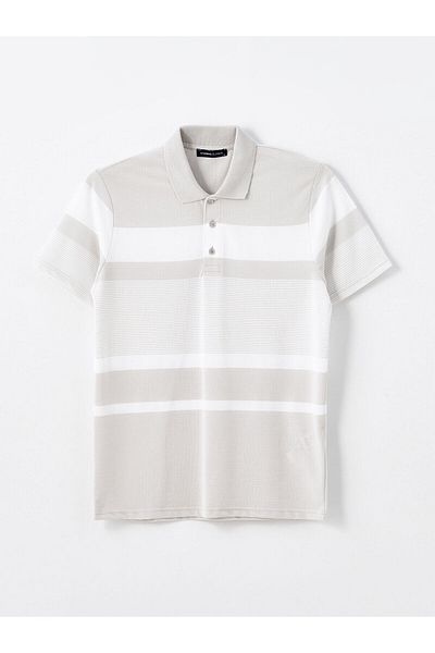LC Waikiki Ανδρικό μπλουζάκι LCW Pique - Polo λαιμόκοψη, ρίγα, κοντό μανίκι