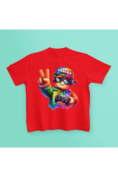 MAGORS Roblox Gamer Printed - Tricou pentru copii din bumbac cu mânecă scurtă, cu decolteu