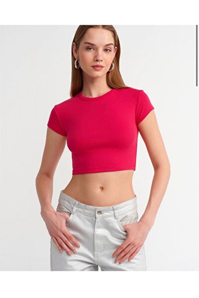 Dilvin Vücuda oturan likralı crop top