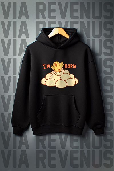 Vordevia Doğdum Printed Kangaroo Pocket - 3 Thread Oversize Hooded Sweatshirt