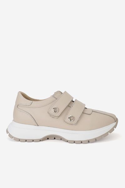TUNAELLİ Beige Women's Sneakers - Genuine Natural Leather, Casual Shoes