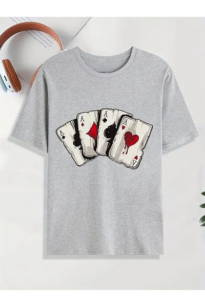 PALPİTO Γκρι ανδρικό μπλουζάκι Oversize - 4 As Printed