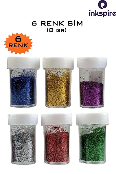 inkspire 6 Adet Karışık Renk Tüp Toz Sim 8 Gr Tuzluk Sim El İşi Etkinlik  Kreş Anaokulu Okul Öncesi Hobi Simi