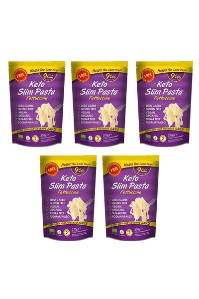 Tassya Ketojenik Konjac noodle makarna (5 ADET) Fettuccine 9kcal (vegan, karb...