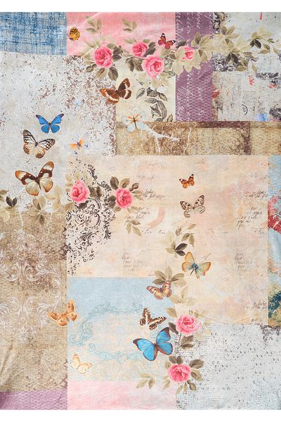 RENKLİBUTİK Modern Patterned Velvet Textured Carpet Cover - Elastic, Sponge, Non-slip, Washable - 4 M2