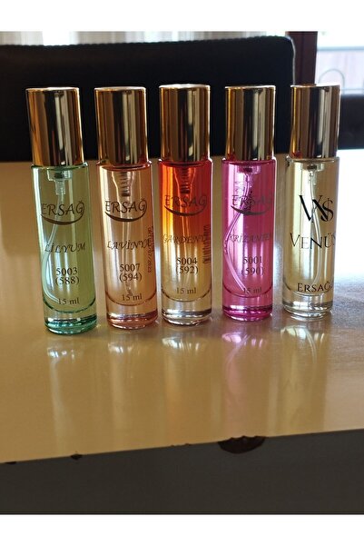 Ersağ parfüm seti Lilyum,Lavinya,Frezya,Krizantem,Venüs 15cc ( Beşi biyerde)