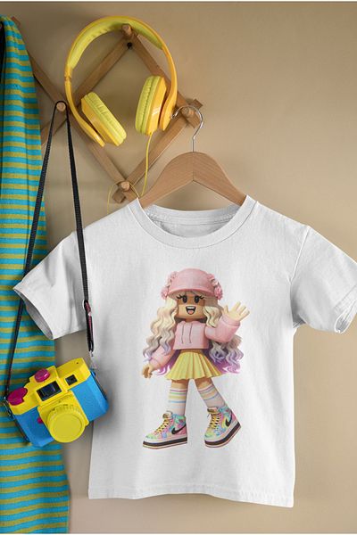 MAGORS Roblox Girl - Tricou nou pentru copii din bumbac imprimat cu maneca scurta