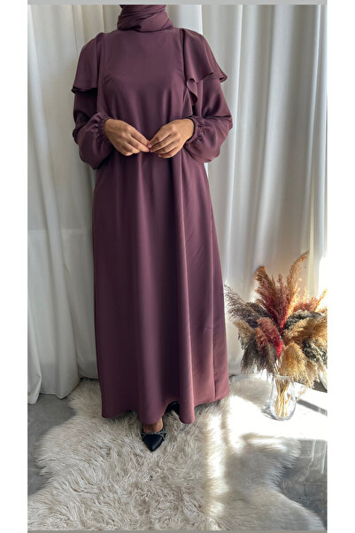 afife Model zahide Omuz detaylı Medine İpeği Tesettür elbise [ŞALSIZ]
