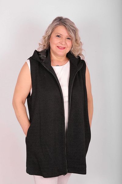 Hitit Butik Textured Fabric Black Vest