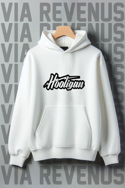 Vordevia Hooligan Printed - Τσέπη καγκουρό με 3 νήματα, φούτερ με κουκούλα με...