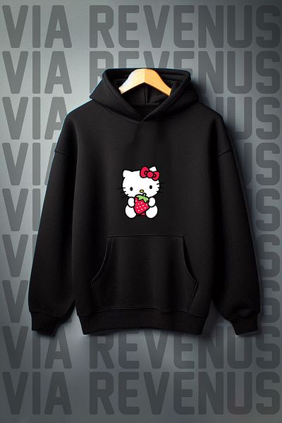 Vordevia Kangaroo Printed - 3 Thread Ribbed Oversize Hooded Sweatshirt