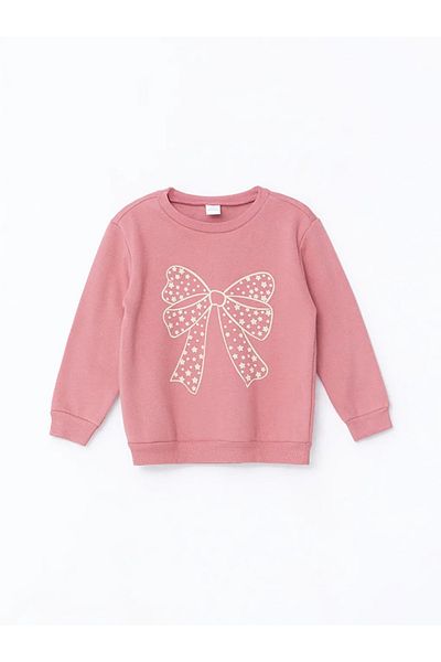 LC Waikiki Lcw Baby - Pink Crew Neck Printed Sweatshirt and Sweatpants Set Set of 2