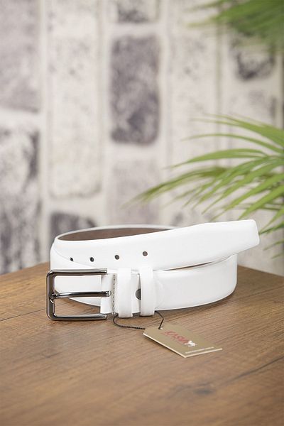 KASVA DERİ 3.5 Cm White Plain Artificial Belt