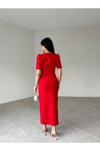 Afiş Butik Pink Slit Dress - Bow Detail