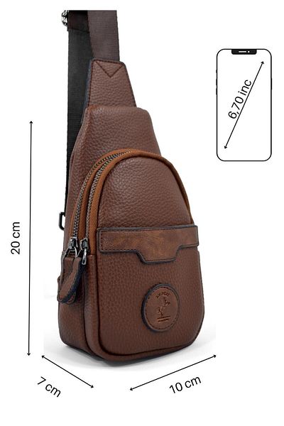 en deri Geantă de umăr reglabilă de culoare cafenie pentru bărbați - Geantă crossbody