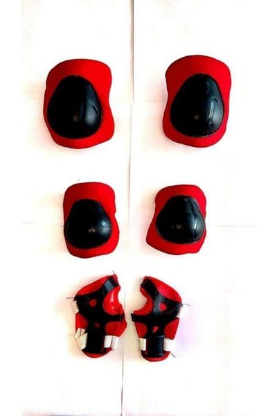 ADORE OYUNCAK Protective Knee Pad Set Knee Pad, Elbow Pad, Glove Set Red