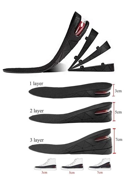 MİMOZA PARK 7 Cm Gizli Topuk Hava Yastıklı Boy Uzatıcı Tabanlık Uzatan Taban ...