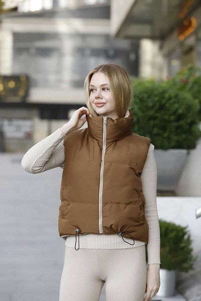 GALAVİP Women's New Season Double Sided Sleeveless Puffer Vest